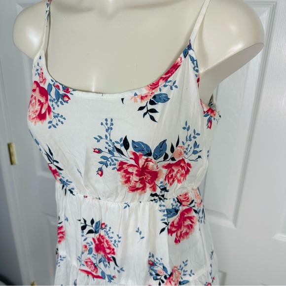 COTTON ON dress FLORAL off white MINI DRESS pink blue open back casual FLIRTY XS - Picture 3 of 7